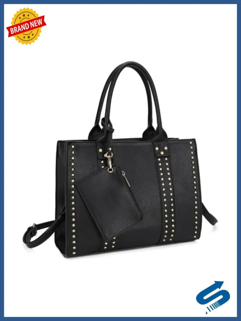 Faux Leather Satchel Crossbody Purse with Adjustable Strap Card Pouch